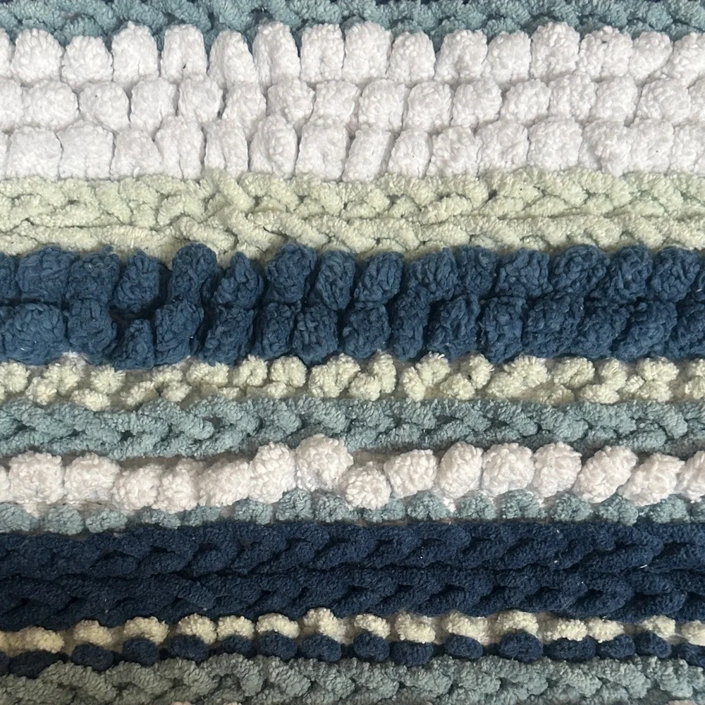 NWT Wild Sage Silvia Stripes Handloomed Blue and White Textured Bath Mat